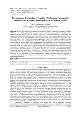 Performance Evaluation of Amaltari Bufferzone Community Homestay of Kawasoti Municipality in Nawalpur, Nepal