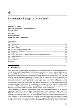 4 Reproductive Biology of Cerambycids