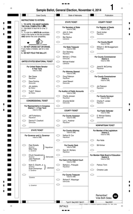 Sample Ballot, General Election, November 4, 2014 1