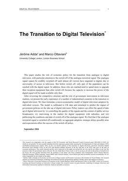 The Transition to Digital Television*