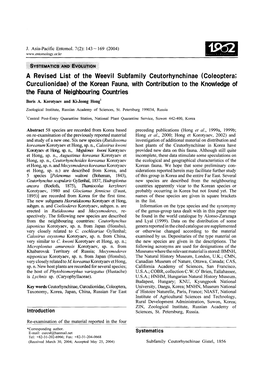 A Revised List of the Weevil Subfamily Ceutorhynchinae