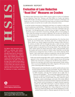 Evaluation of Lane Reduction “Road Diet” Measures on Crashes