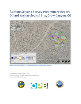 Remote Sensing Survey Preliminary Report Dillard Archaeological Site, Crow Canyon, CO