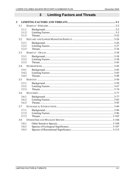 3 Limiting Factors and Threats