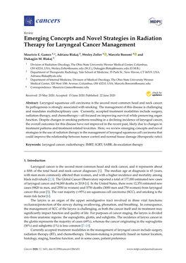 Emerging Concepts and Novel Strategies in Radiation Therapy for Laryngeal Cancer Management