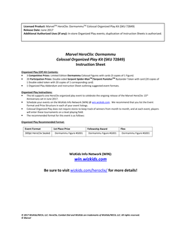 1 Organized Play Addendum and Instruction Sheet Outlining Suggested Event Formats