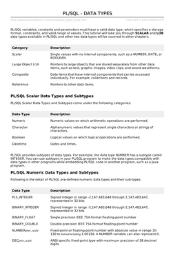 PL/SQL Data Types