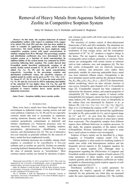 Removal of Heavy Metals from Aqueous Solution by Zeolite in Competitive Sorption System