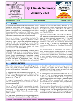 Fiji Climate Summary January 2020