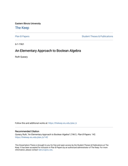 An Elementary Approach to Boolean Algebra