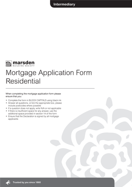 Mortgage Application Form Residential