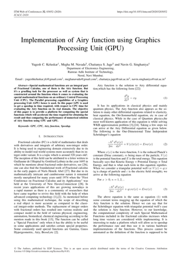 Implementation of Airy Function Using Graphics Processing Unit (GPU)