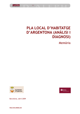 Pla Local D'habitatge D'argentona (Anàlisi I Diagnosi)