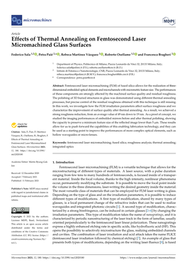 Effects of Thermal Annealing on Femtosecond Laser Micromachined Glass Surfaces