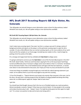 NFL Draft 2017 Scouting Report: QB Kyle Sloter, No. Colorado