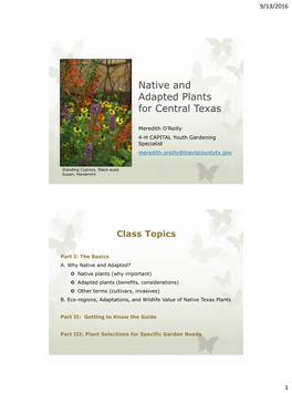 Native and Adapted Plants for Central Texas
