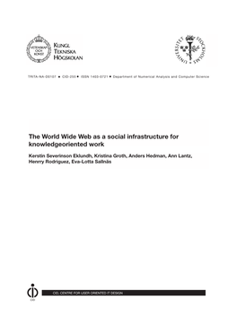 The World Wide Web As a Social Infrastructure for Knowledgeoriented Work