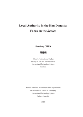 Local Authority in the Han Dynasty: Focus on the Sanlao
