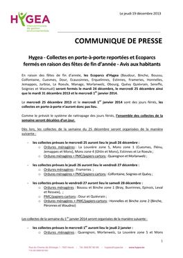 Communique De Presse