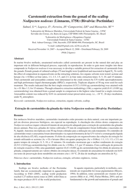 Carotenoid Extraction from the Gonad of the Scallop Nodipecten Nodosus