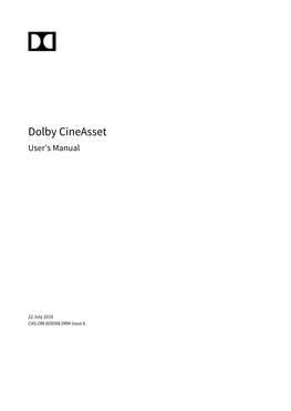Dolby Cineasset User Manual 005058 Issue 6