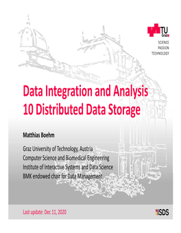 Data Integration and Analysis 10 Distributed Data Storage
