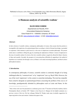 A Humean Analysis of Scientific Realism 1