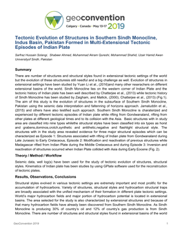 Tectonic Evolution of Structures in Southern Sindh Monocline, Indus Basin, Pakistan Formed in Multi-Extensional Tectonic Episodes of Indian Plate