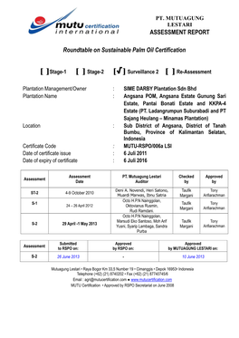 ASSESSMENT REPORT Roundtable on Sustainable Palm Oil Certification