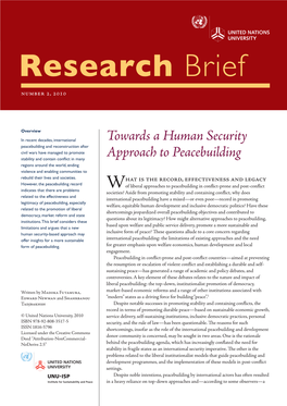 Towards a Human Security Approach to Peacebuilding 1