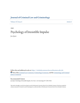 Psychology of Irresistible Impulse Jess Spirer