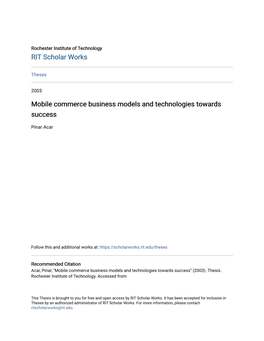 Mobile Commerce Business Models and Technologies Towards Success