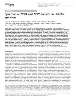 Spectrum of PEX1 and PEX6 Variants in Heimler Syndrome