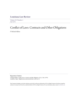 Conflict of Laws: Contracts and Other Obligations F