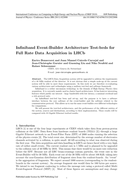 Infiniband Event-Builder Architecture Test-Beds for Full Rate Data