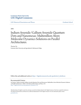 Indium Arsenide/Gallium Arsenide Quantum Dots and Nanomesas: Multimillion-Atom Molecular Dynamics Solutions on Parallel Architectures