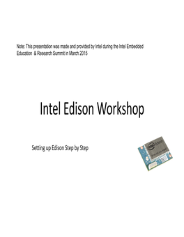 Intel Edison Workshop