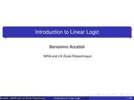 Introduction to Linear Logic