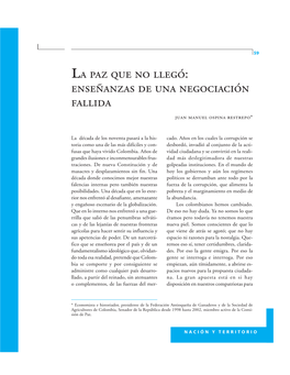 La Paz Que No Llegó: Enseñanzas De Una Negociación Fallida