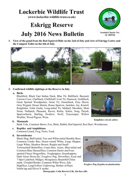 Lockerbie Wildlife Trust Eskrigg Reserve July 2016 News Bulletin