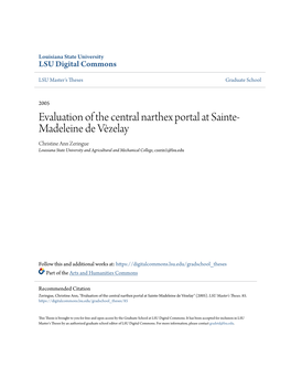 Evaluation of the Central Narthex Portal at Sainte-Madeleine De Vèzelay" (2005)