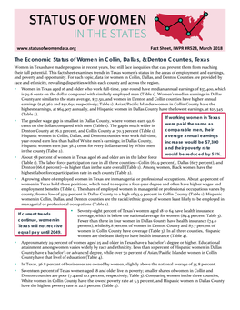 The Economic Status of Women in Collin, Dallas, & Denton Counties