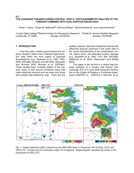 The Lagrange Torando During Vortex2. Part Ii: Photogrammetry Analysis of the Tornado Combined with Dual-Doppler Radar Data