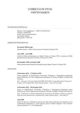 Curriculum Vitae Viotto Marco