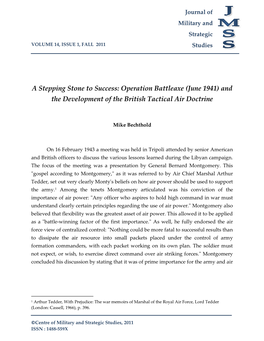 (June 1941) and the Development of the British Tactical Air Doctrine