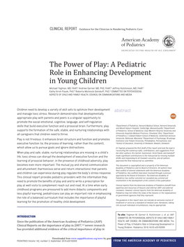 A Pediatric Role in Enhancing Development in Young Children