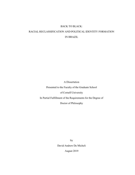 Back to Black: Racial Reclassification and Political Identity Formation in Brazil