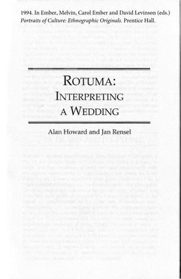 Rotuma: Interpreting a Wedding