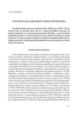 OSTATNIA WALKA ŻOŁNIERZY II RZECZYPOSPOLITEJ Naród Polski
