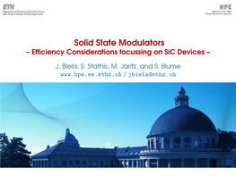 Solid State Modulators – Efﬁciency Considerations Focussing on Sic Devices –